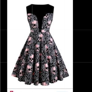 RoseGal Halloween skull floral rose print retro dress xxl torrid 2,3